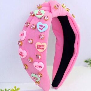 Brand new - pink headband with conversation hearts